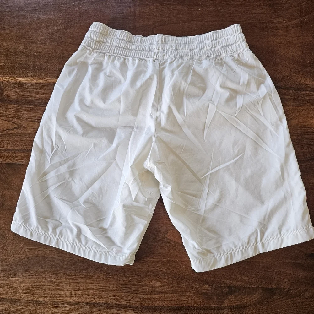 Womens Nike Shorts Long White Pink Black Stripes Drawstring Inner Lining Size L
